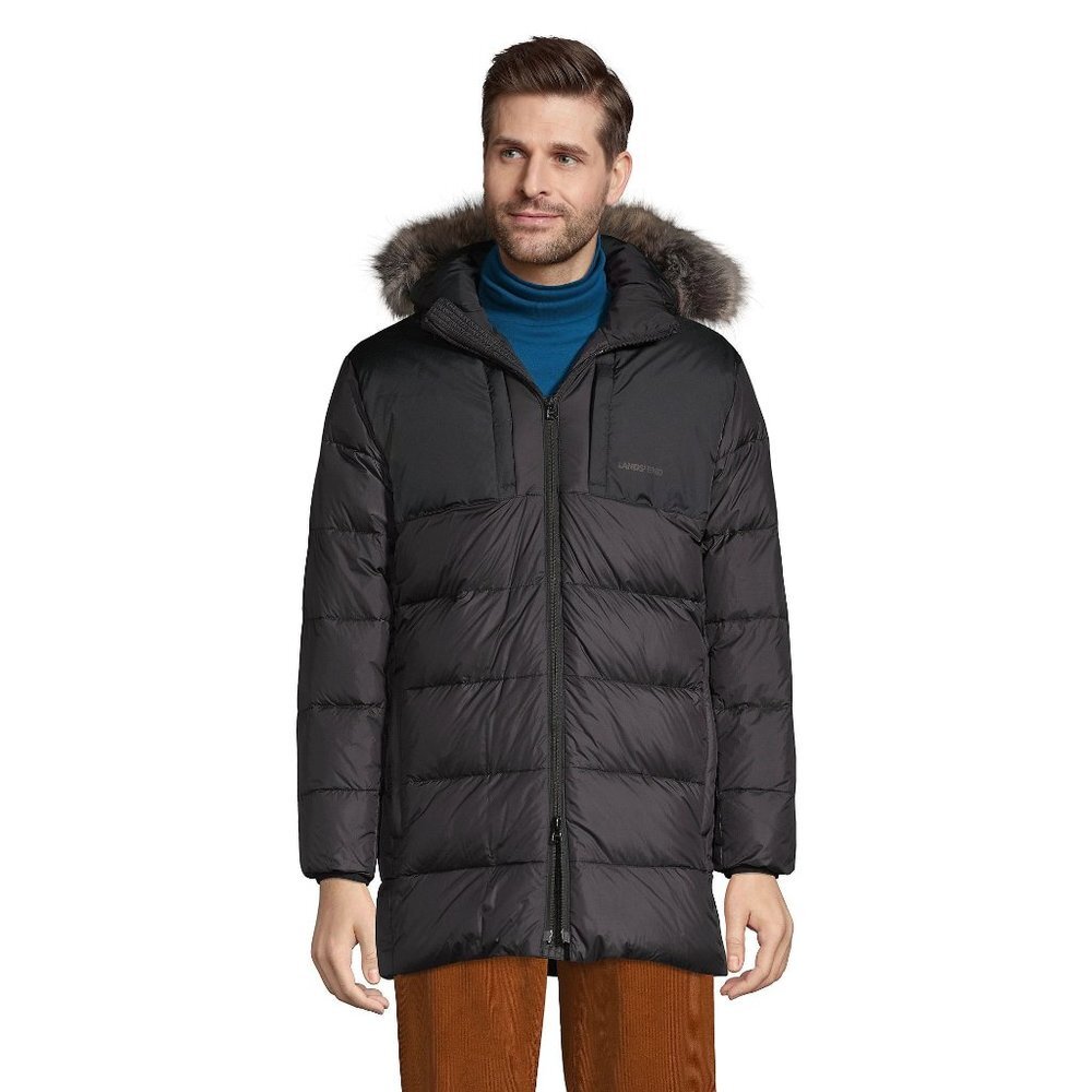 NWT Lands End Full Zip Outdoor Down Wide Channel Parka Jacket Charcoal Large NWT